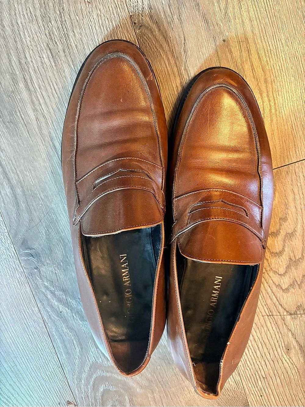 Armani Men's Brown Leather Loafers